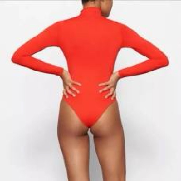 SKIMS orange mockneck long sleeve bodysuit - Picture 1 of 5